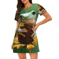 thumbnail image 1 of Disketp Tree Frog Sitting On Sunflowes para Camisón Corto de Manga Corta para Mujeres, Camisón Cómodo con Escote Redondo, Bonito y Confortable, 1 of 6