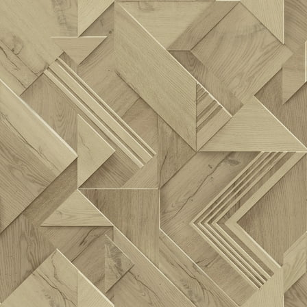 Advantage Cassian Light Brown Wood Geometric Wallpaper