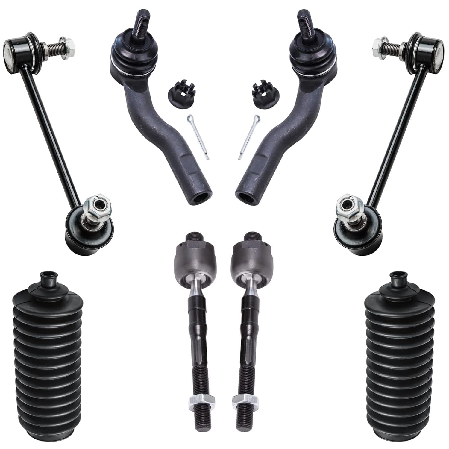 Detroit Axle - Front End 14pc Suspension Kit for Mazda 6, 2003 2004 2005 2006 2007 2008, 6 Upper and Lower Control Arms Ball Joint 2 Sway Bars 4 Outer & Inner Tie Rods 2 Boots Replacement