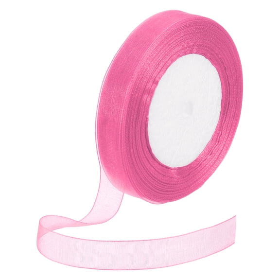 50 Yards Organza Ribbon 1/2" Medium Pink Chiffon Ribbon for Flower Decoration