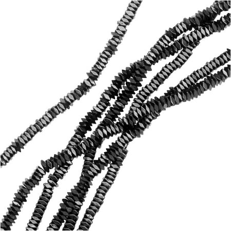 - Hematite Gemstone Beads, Diamond Cut Square 1x2mm, 6 Inch Strand, Gunmetal