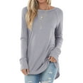 thumbnail image 1 of Langwyqu Spring Fall Women Long Sleeve Crewneck Casual Shirt Tops, 1 of 5