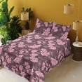 thumbnail image 2 of Ambesonne Cherry Blossom Fitted & Flat Sheet with Shams 4 Pcs Set, Asian Spring Colors, King, Dark Mauve Pastel Pink, 2 of 5