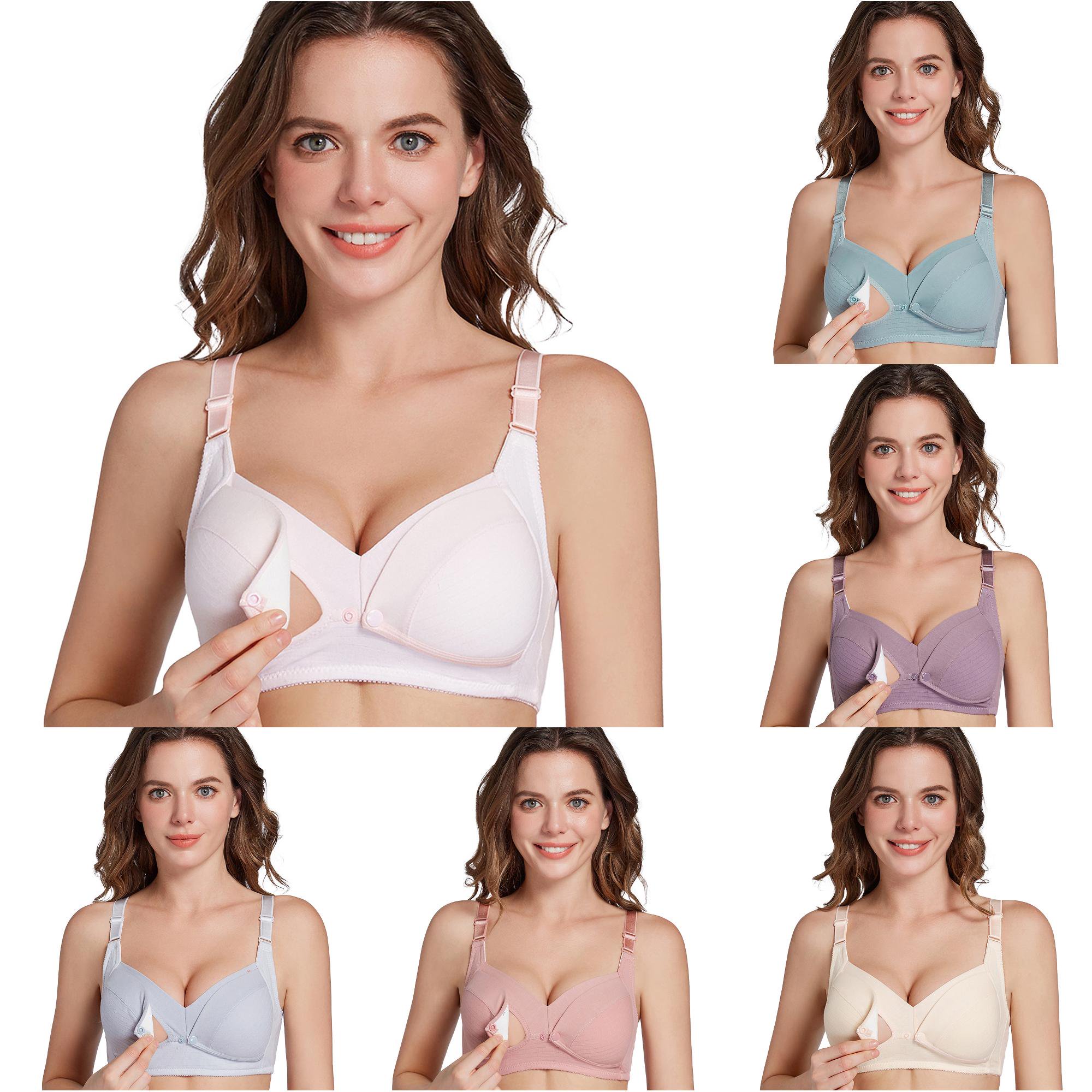 Huowey Bras For Women Solid Color Nursing Bras For Breastfeeding Seamless Comfort Maternity Bralette Wireless Pregnancy Sleep Bra Support Brassiere,Pink