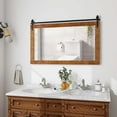 thumbnail image 2 of Costway Farmhouse Bathroom Wall Mounted Mirror 40" x 26" Explosion-proof Fir Wood Frame, 2 of 9