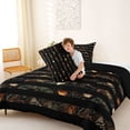 thumbnail image 4 of Manfei Grunge Us Flag Full Size Comforter Sets,Leaves Stripes Bedding Comforter Set,Brown Black,Black Reversible,3-Piece,1 Comforter and 2 Pillowcases, 4 of 7