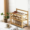 thumbnail image 4 of LACKUST Folding Shoe Rack No Assembly 3-Tier Wooden Tone - Small Space Entryway Dorm Shoe Storage Organizer with Ventilated Design, 4 of 6