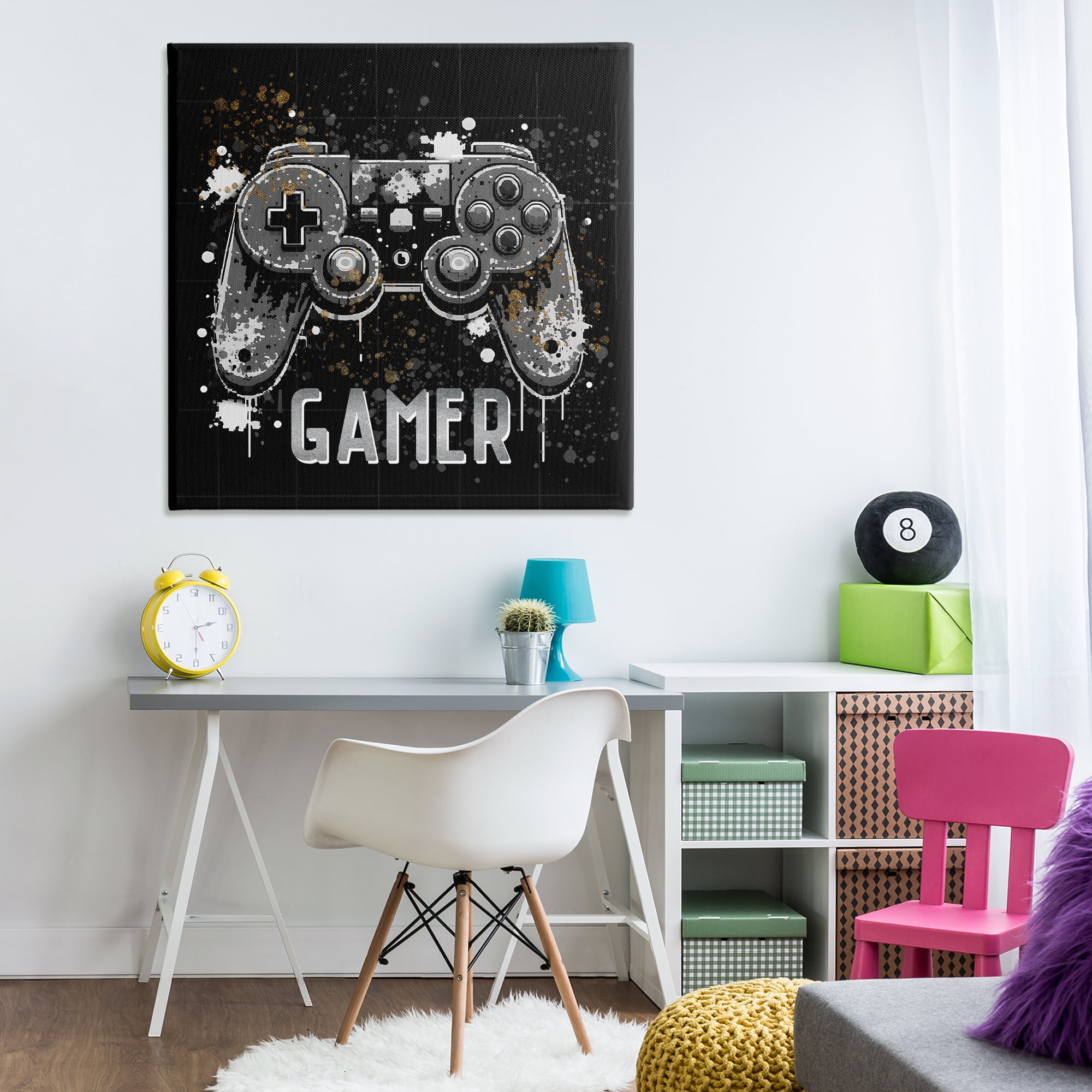 Stupell Industries Pixel Style Gamer Entertainment Painting Wrapped Canvas Art Print Wall Art, 36 x 36