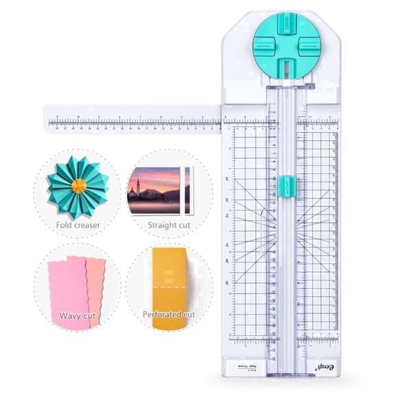 4-in-1 Paper Cutter, 12" Paper Trimmer Multi-Function Scrapbooking Tool with Straight, Wave, Perforated & Creasing Blades for Craft Paper, Cardstock, Coupon, Label, Photo, Postcard