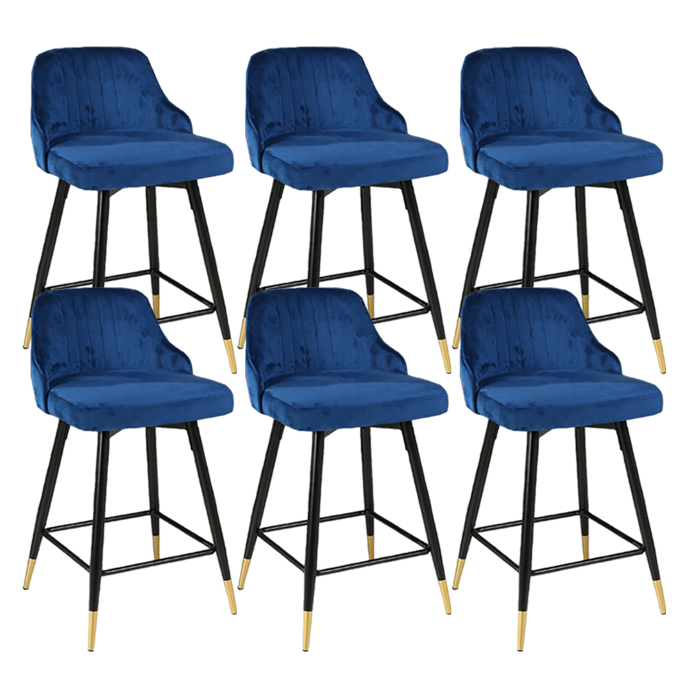 Boowill 25" Swivel Counter Height Bar Stools Set of 6, Blue Velvet