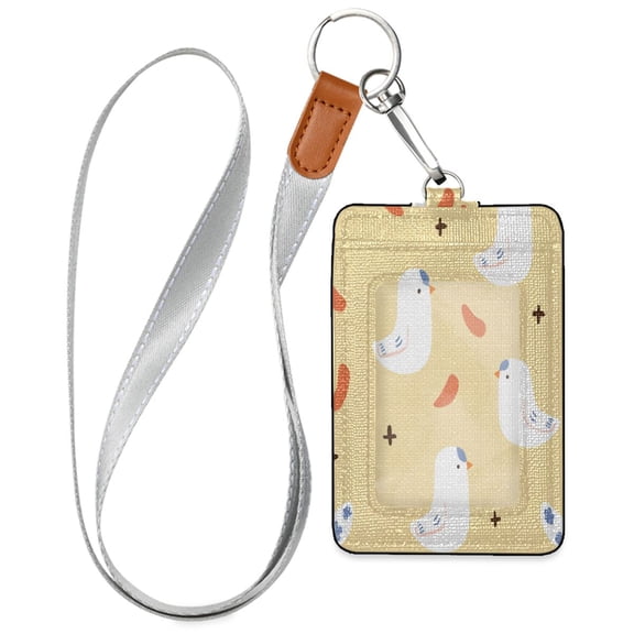 PU Leather Badge Holder Lightweight ID Card Holder with Window Pocket Yellow Bird