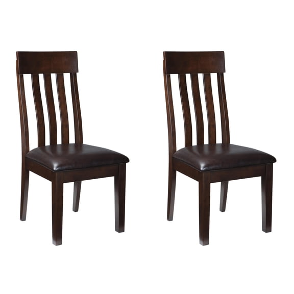 Signature Design by Ashley Haddigan Faux Leather Cushioned Rake Back Dining Chair, Set of 2, Dark Brown