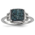 thumbnail image 1 of Sterling Silver Blue and White Diamond Ring Size 7, 1 of 3