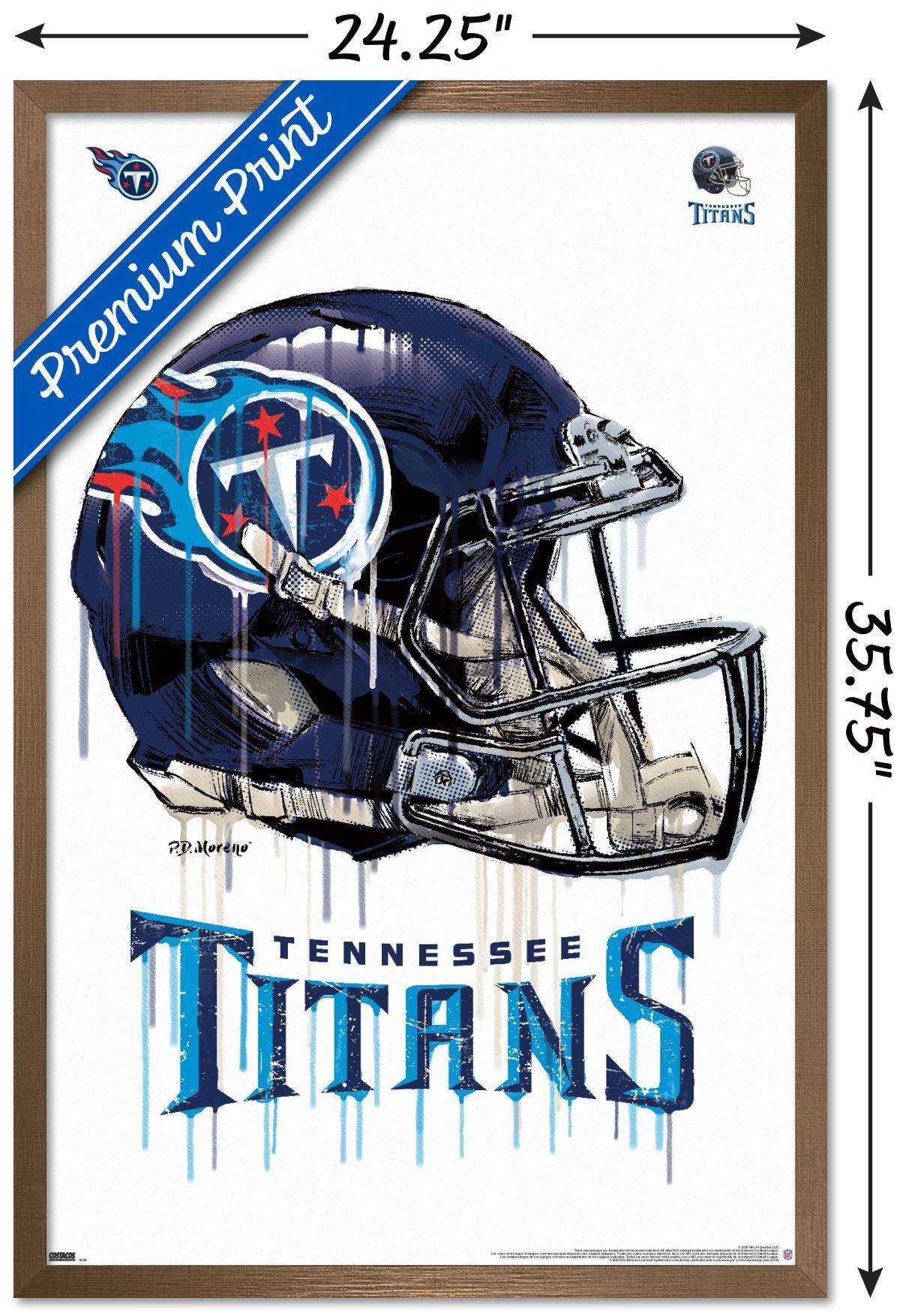 NFL Tennessee Titans - Drip Helmet 20 Wall Poster, 22.375" x 34", Framed