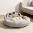 thumbnail image 7 of Plush Paw Shaped Calming Pet Bed, Medium Size Donut Cushion with Non-Slip Bottom, Machine Washable Soft Teddy Bear Bed for Small Medium Dogs & Cats, 7 of 7