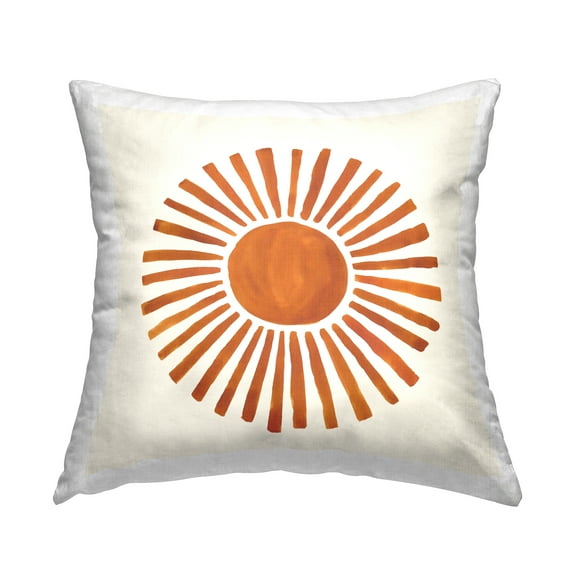Stupell Industries Orange Boho Sun Rays Nature Kids Design Design by Heather McLaughlin Throw Pillow