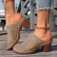 thumbnail image 2 of Modisza Womens Mules Pumps Summer Closed Toe Slip on Sandals Chunky Block Heel Backless Slide Shoes with Arch Support Brown 7.5, 2 of 6