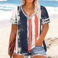 thumbnail image 2 of Enjoytime Tops for Women Summer Striped V-Neck Short Sleeve Shirts Plus Size Fashion Casual Plus Size Blouses, 2 of 6