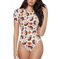 thumbnail image 1 of Balery Turkey And Thanksgiving2 Body de cuello redondo de manga corta para mujer Tops de manga corta Tops básicos-Large, 1 of 7