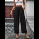 thumbnail image 4 of Pantalones Casuales para Mujer, Holgados, con Cordón, Cintura Alta, Pierna , para Playa y Bolsillos. Negro XXL, 4 of 9