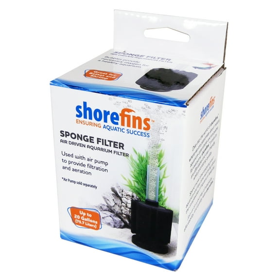 Shorefins Air Driven Sponge Filter for Aquariums up to 20 Gallons - Keep Your Fish Tank Clean and Oxygenated