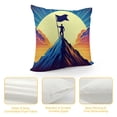 thumbnail image 4 of Orinice  Vintage Throw Pillow Cushion Cover, Man on Mountaintop with Flag Snowy Winter Sun Clouds Adventure Sports, Decorative Square Accent Pillow Case,  White, 4 of 5