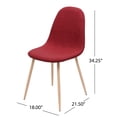 thumbnail image 4 of DUOSONG Mid-Century Dining Chair, Fabric Upholstered Chair with Light Walnut Finished Metal Legs (Set of 2), Red/Natural Walnut, 4 of 12
