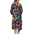 thumbnail image 2 of Yuyamidu Colorful Butterfly Robes for Women Lightweight Long Sleeve Bathrobe Knee-Length Spa Robe Sexy Long Womens House Robes Novelty V Neck Nightgowns Size 2XL, 2 of 7