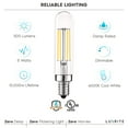 thumbnail image 6 of Luxrite T6 T6.5 Vintage LED Tube Light Bulbs 5W= 60W, 4000K Cool White, Dimmable, 500 Lumens, UL Listed, E12, 6-Pack, 6 of 7