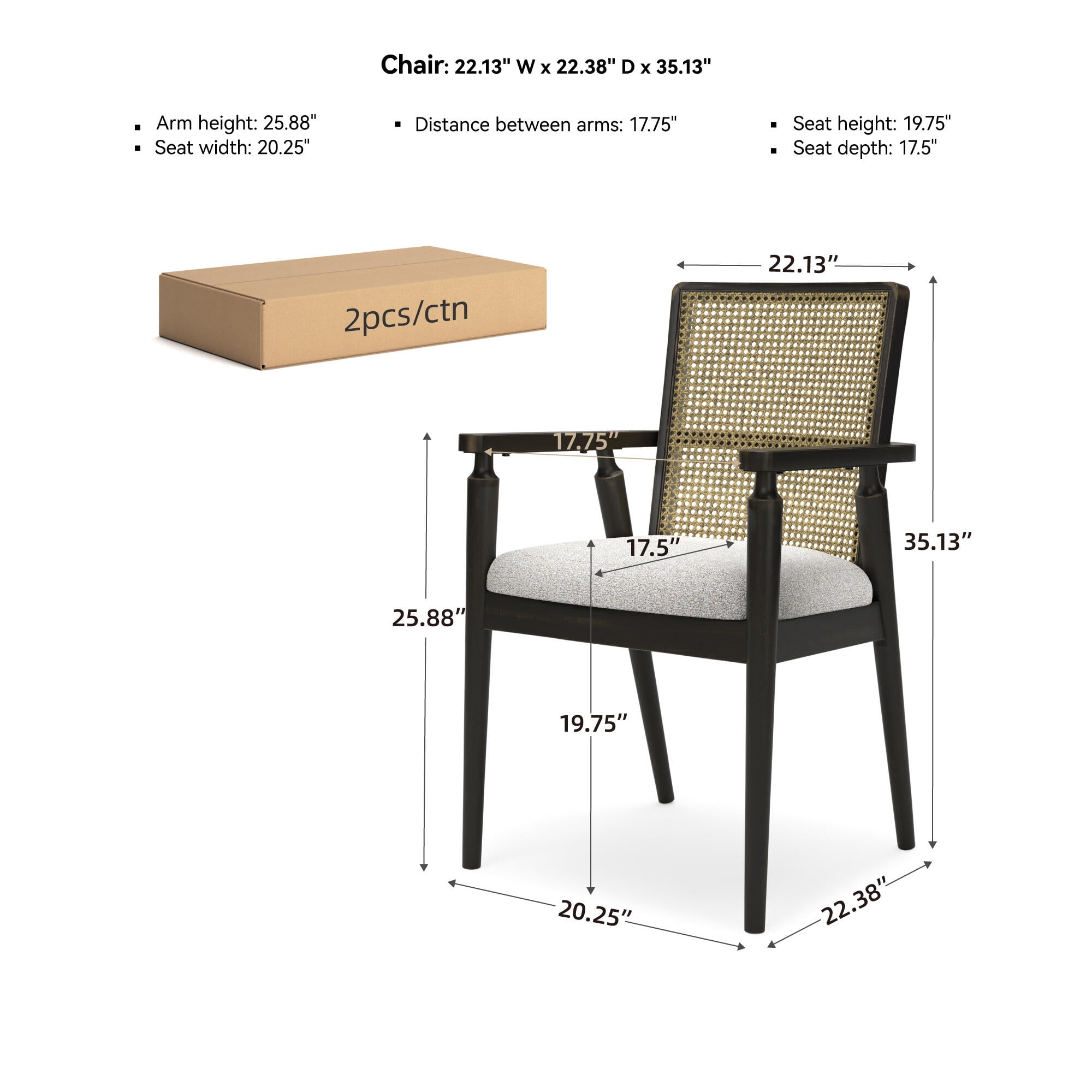 Signature Design by Ashley Galliden Dining Arm Chair, Set of 2, Black