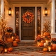 thumbnail image 4 of Fall Decor 19.7 Inch Realistic Fall Wreath, Artificial Autumn Maple Leaves Wreath For Thanksgiving Halloween Front Door Home Wall Farmhouse Harvest Festival Outdoor Indoor Decor, 4 of 6