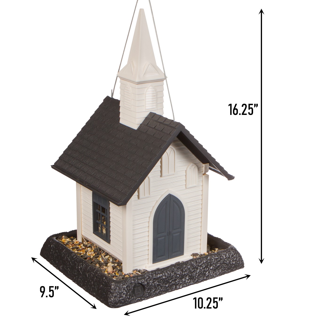 North States Village Collection White and Gray Church Hopper Bird Feeder, 5 lb Capacity - image 5 of 10
