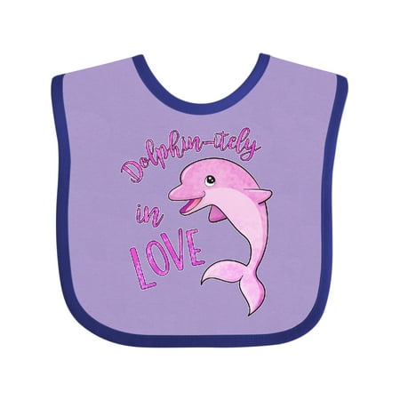 

Inktastic Dolphin-itely in Love- Cute Pink Dolphin Gift Baby Boy or Baby Girl Bib
