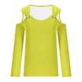 thumbnail image 4 of GigrtiJin Fall Womens Cold Shoulder Tops Scoop Neck Long Sleeve Solid Color Shirts Casual Loose Pullover Blouse, 4 of 5