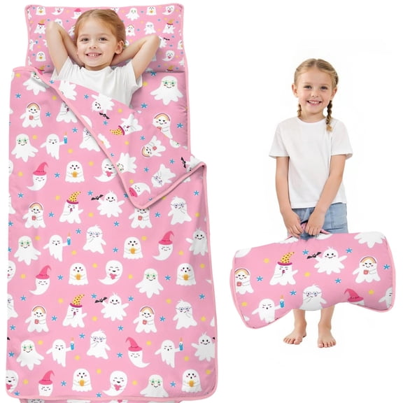 Cute Halloween Ghosts Pattern Toddler Nap Mats for Kids Preschool,50"x20" Sleeping Mat Bag or Kids,Toddler Sleeping Bag,Toddler Nap Mat or Daycare
