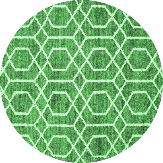 Ahgly Company Indoor Round Trellis Emerald Green Modern Area Rugs, 5' Round