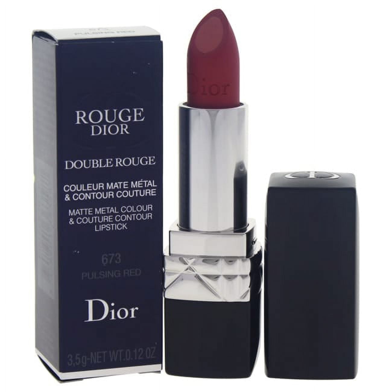 Christian Dior Rouge Dior Double Rouge Matte Metal Color Lipstick 673 Pulsing Red 0.12 oz Lipstick