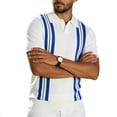 thumbnail image 6 of Daiosportswear Men'S Polo Shirts Vintage Stripe V-Neck Short Sleeve Knit Cotton Summer Golf Shirts White XL(XL), 6 of 7