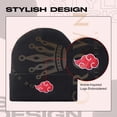 thumbnail image 2 of Anime Beanie Hat Winter Caps for Men and Womens Beanies, Cuffed Knit Graphic Beanie, Comfy and Soft Embroidered Anime Hat (Black Red), 2 of 7