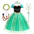thumbnail image 1 of Vestidos de Anna para niños, vestido de princesa, disfraz de Cosplay para niña, ropa de verano para Halloween, cumpleaños, Carnaval, bata de fiesta Fivean unisex, 1 of 2