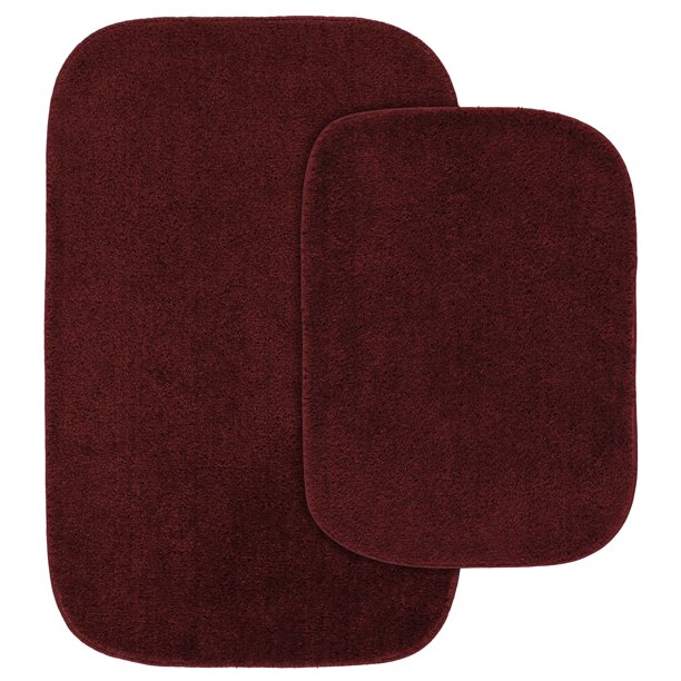 Garland Rug Traditional 2 Piece Nylon Washable Bathroom Rug Set Chili