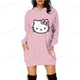 thumbnail image 1 of Sweat à Capuche Long et Ample pour Femmes, Imprimé Hello Kitty, Mode Décontractée Automne avec Poche et Cordon de Serrage, 1 of 7