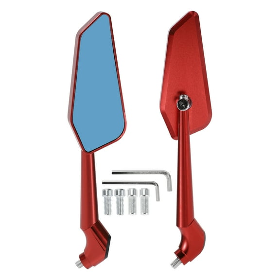 Unique Bargains Motorcycle Rear View Mirrors Bar End Side Mirrors Mount Adjustable Aluminum Alloy 1 Set Red M8/M10 Prismatic Shape