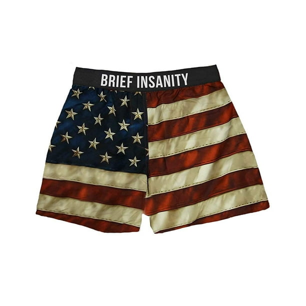 Brief Insanity Brief Insanity Men's Boxer Shorts Underwear USA Flag