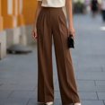 thumbnail image 3 of Women's High Waisted Wide Leg Dress Work Pants | Business Casual Office Trousers, Elastic Waist Pleated Dressy Flowy Palazzo Slacks, Fall Summer Teacher Interview Outfits, L, 3 of 4