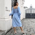 thumbnail image 3 of Smocked Bodice Square Neck Long Sleeve Dress for Women Knee Length, 3 of 3