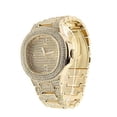 thumbnail image 2 of Fully Iced Mens Big Rocks Bezel Color Dial with Baguette , Cuban Chain Bracelet, Cuban Necklace, Tennis Chain & Ring - CRNT (8967 Gold, 8), 2 of 9