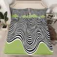 thumbnail image 2 of Homewish Fashion Abstract Artwork Bed Sheets, Chic Stripe Waves King Sheets, Teens Adult Men Women Sheet Set, Super Cozy Room Decor, 4-Piece, 2 of 7