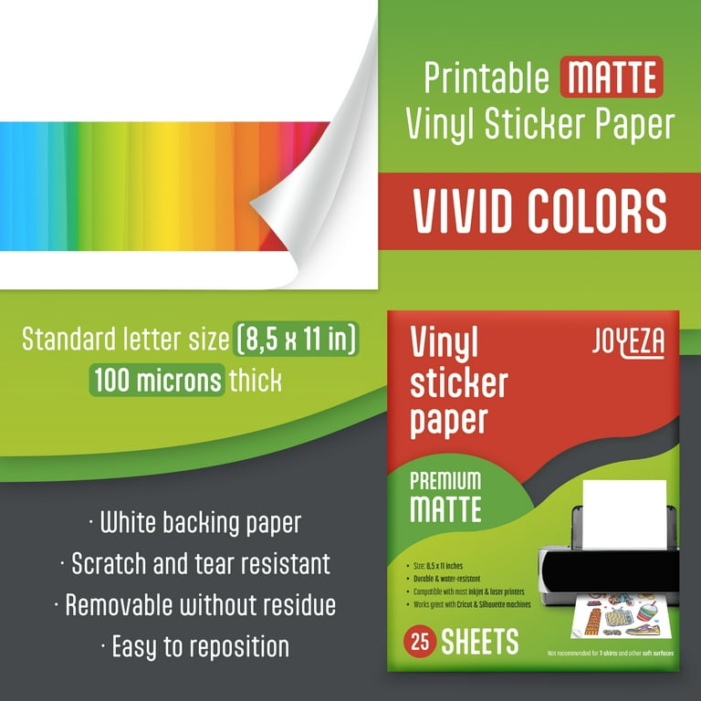 Cricut Printable Vinyl - White 8.5X11 Pkg 10 Sheets - Maker