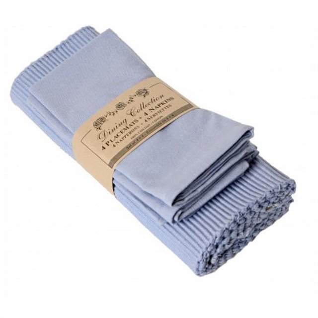 Mr. MJs Trading AG-05333 4 Placemats Plus 4 Napkins Set, Periwinkle Blue